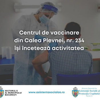 Centrul de vaccinare din Calea Plevnei, nr. 234 își încetează activitatea